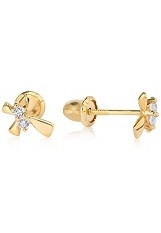 stunning itty-bitty cubic zirconia cross cross earrings for kids